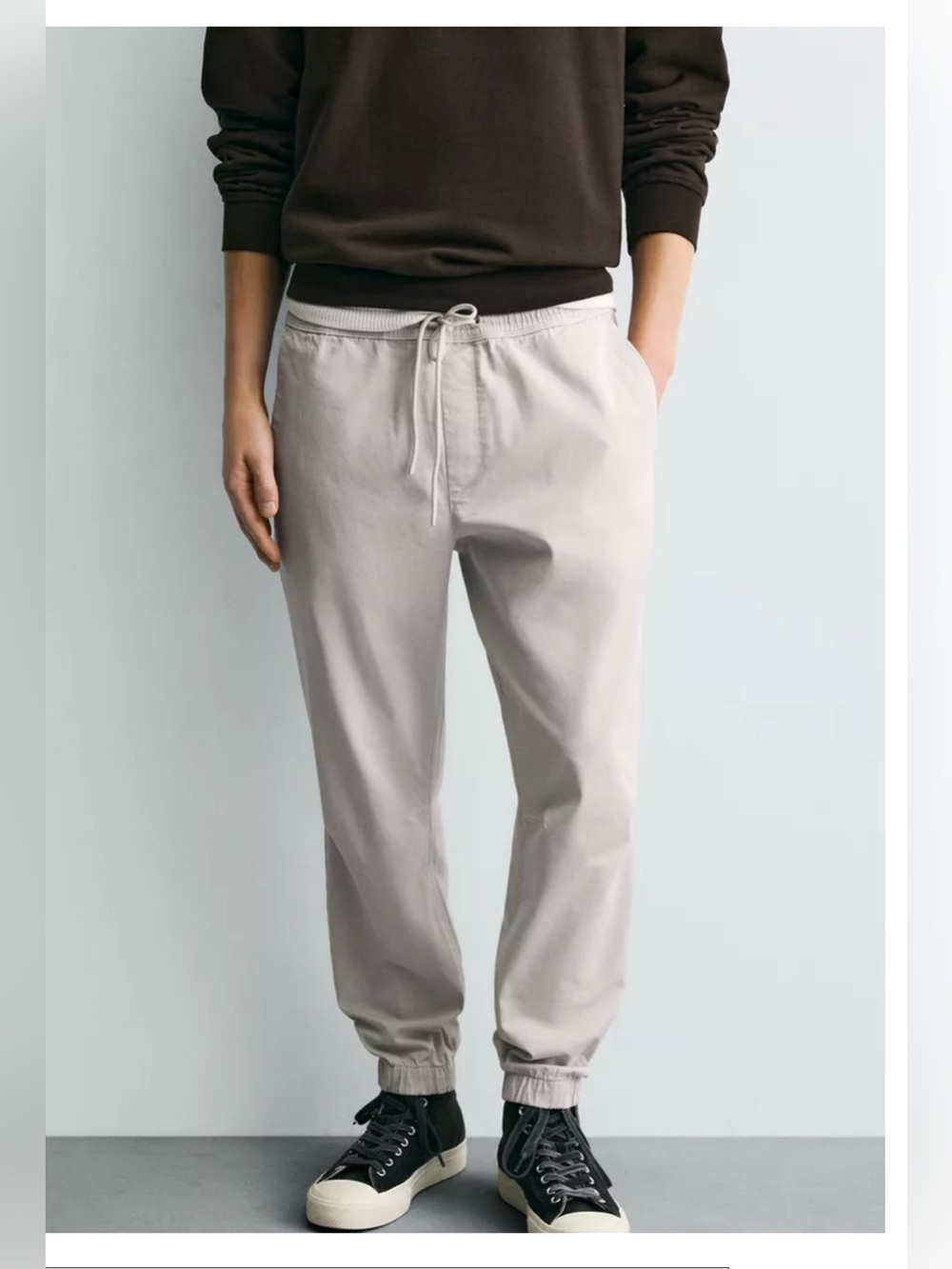 NWT Zara Slim Fit Jogger Waist Pants in Light Gray , size M